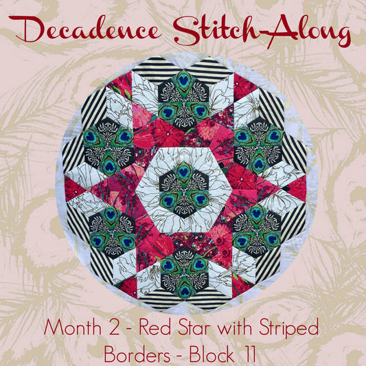 Decadence Stitch-Along - Month 2 - Red Star With Striped Borders - Block 11