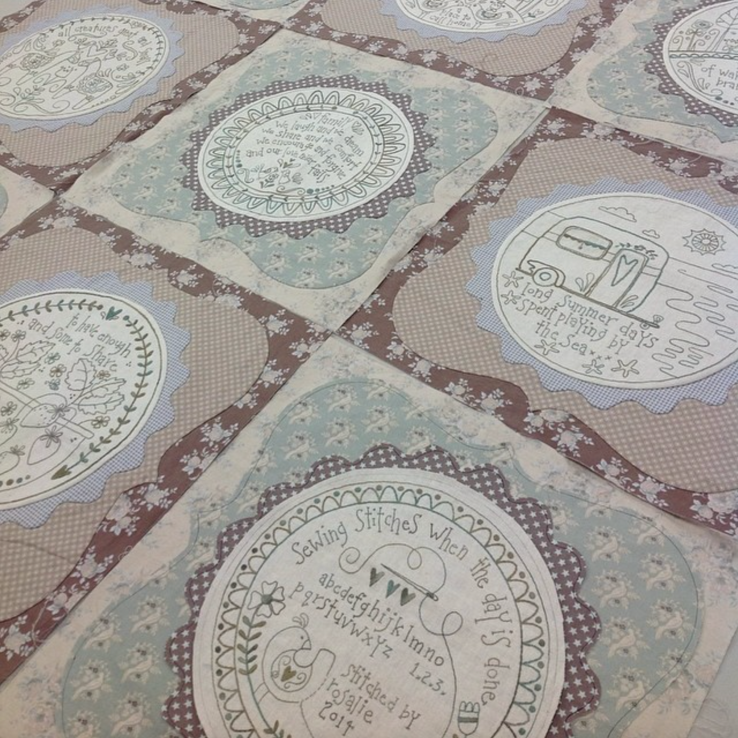 Simply Blessed on Cream Linen by Rosalie Dekker Designs - Full Set