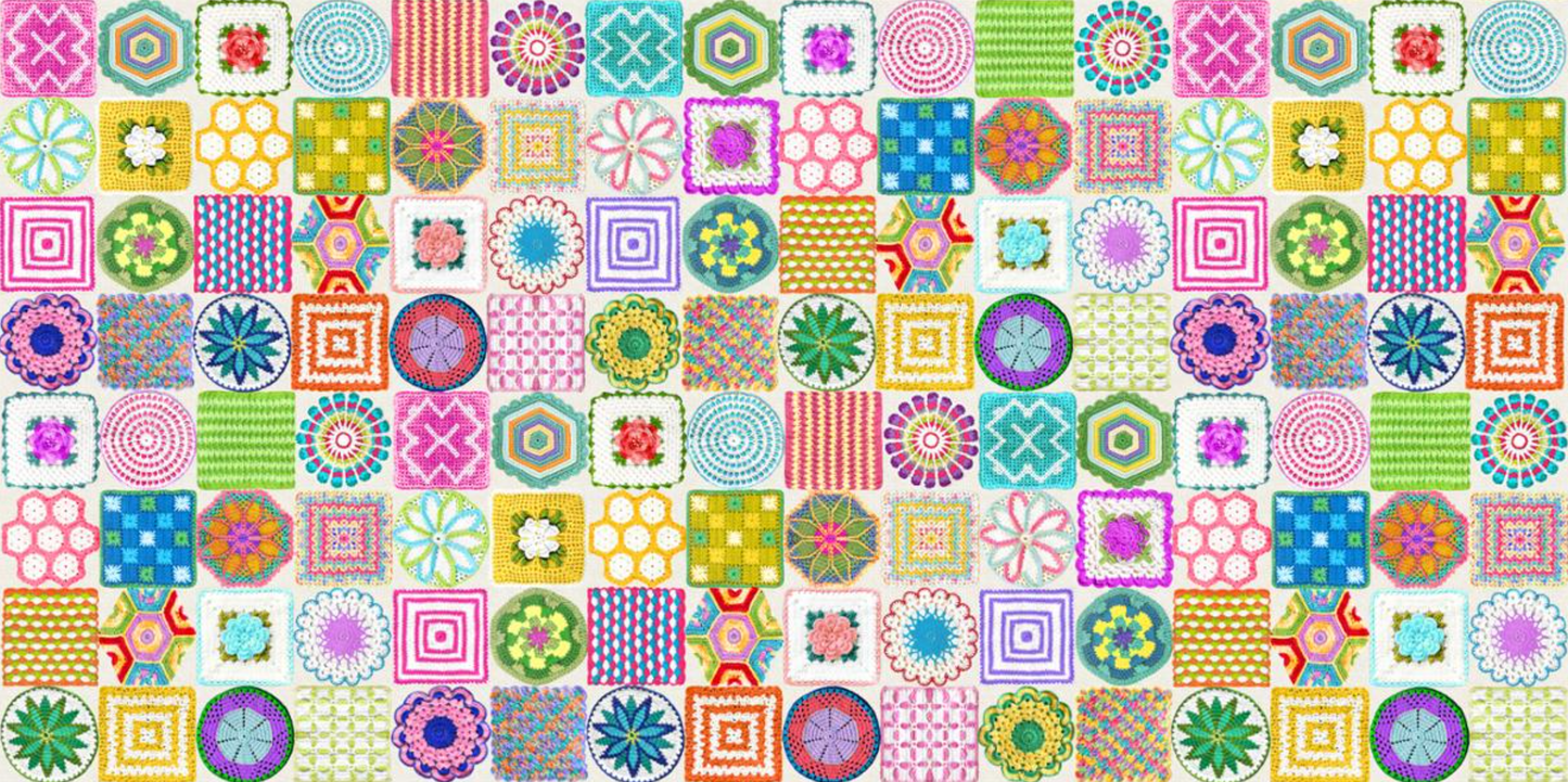 Vintage Soul Collection by Cathe Holden for Moda Fabrics - 7432 11 Potholders Crochet Sampler in Cloud