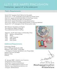 Bee Happy Pincushion Kit by Sharon Burgess for Lilabelle Lane Creations