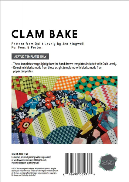 Clam Bake Acrylic Templates by Jen Kingwell Designs – Red Thread Studio