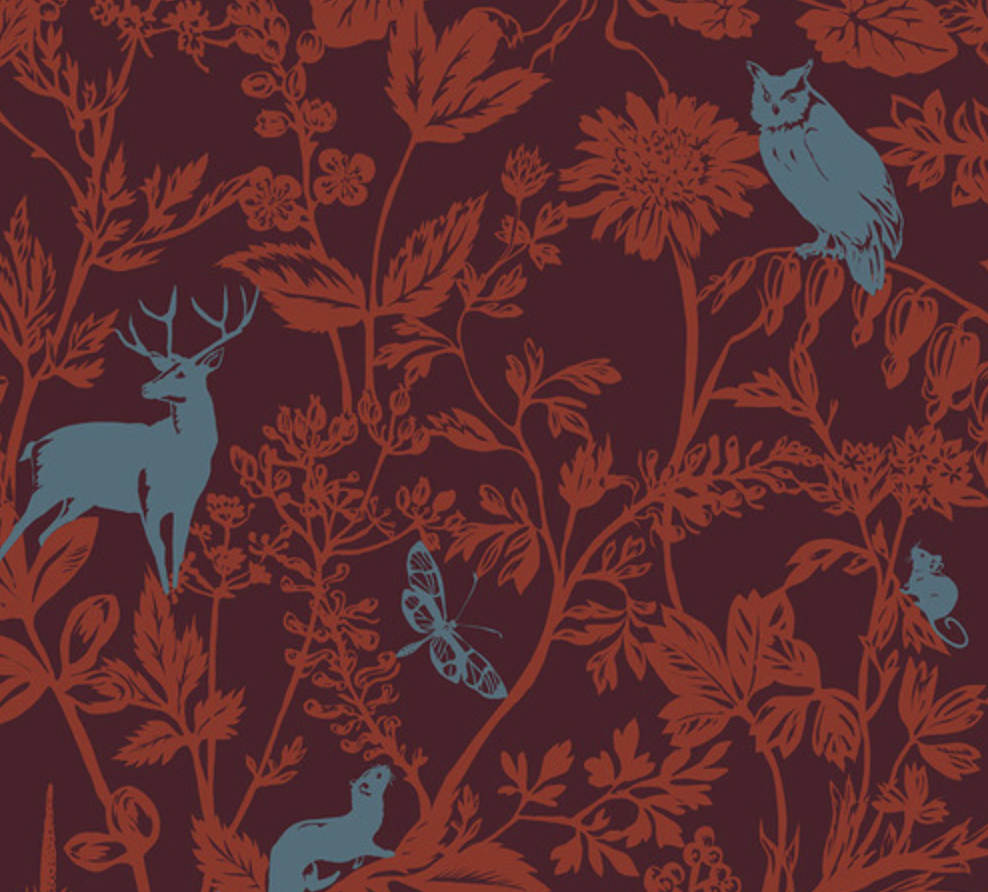 Land Art 2 by Odile Bailloeul for Free Spirit Fabrics - Silhouettes in Plum PWOB062.Plum
