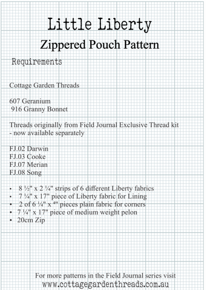 Little Liberty Zippered Pouch Kit by Cottage Garden Threads