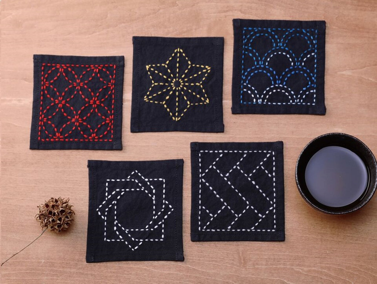 Sashiko Tsumugi Sampler Coaster Collection by Olympus
