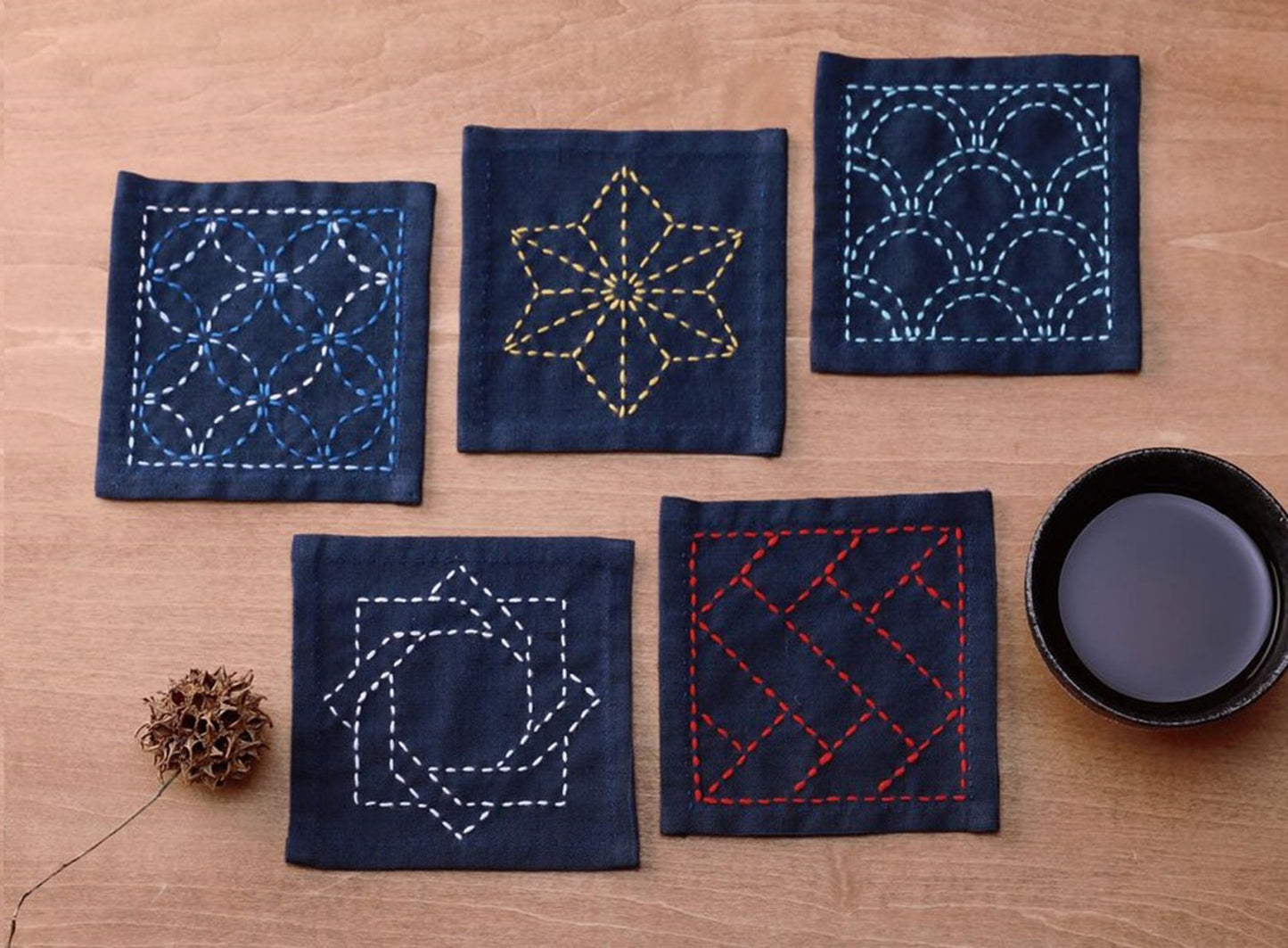 Sashiko Tsumugi Sampler Coaster Collection by Olympus