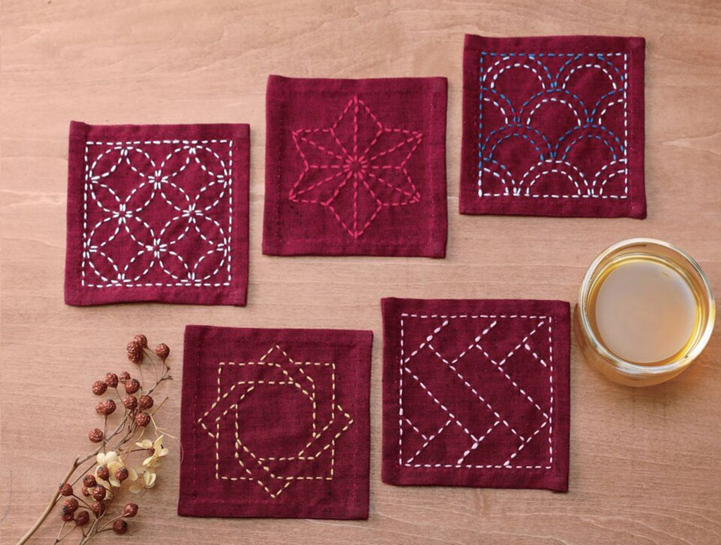 Sashiko Tsumugi Sampler Coaster Collection by Olympus