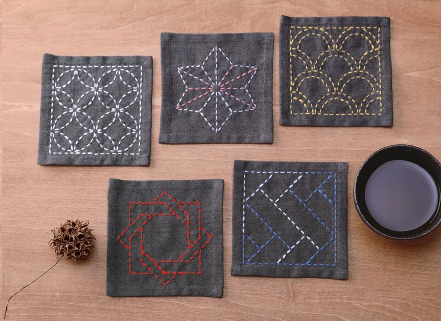 Sashiko Tsumugi Sampler Coaster Collection by Olympus