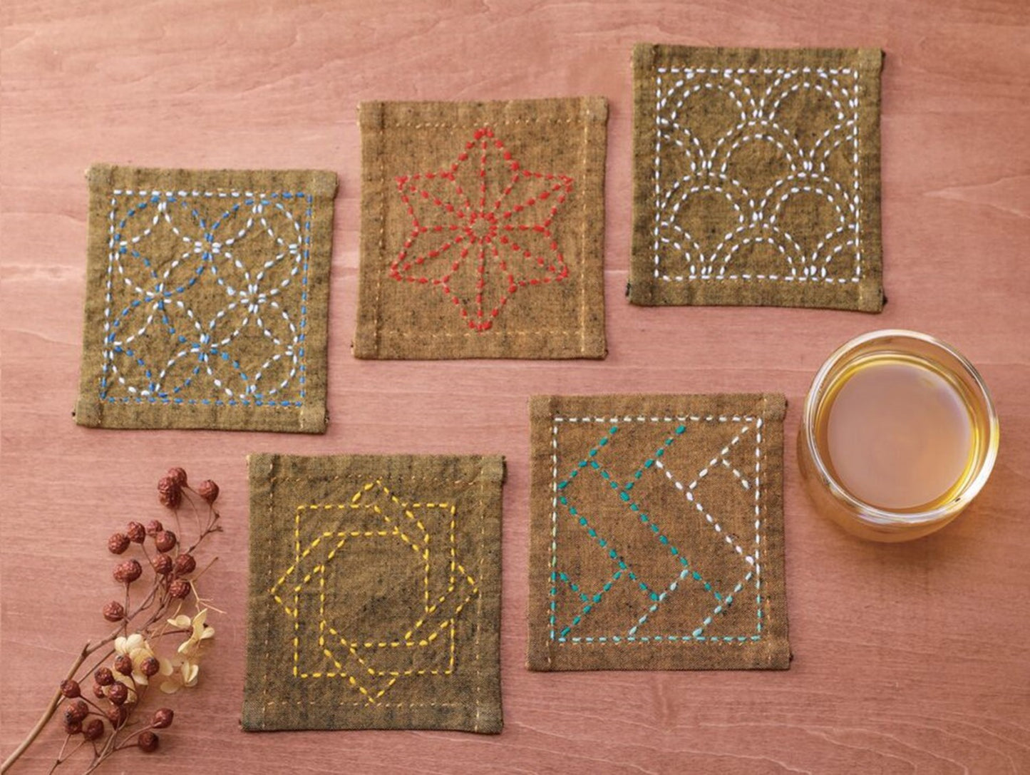 Sashiko Tsumugi Sampler Coaster Collection by Olympus