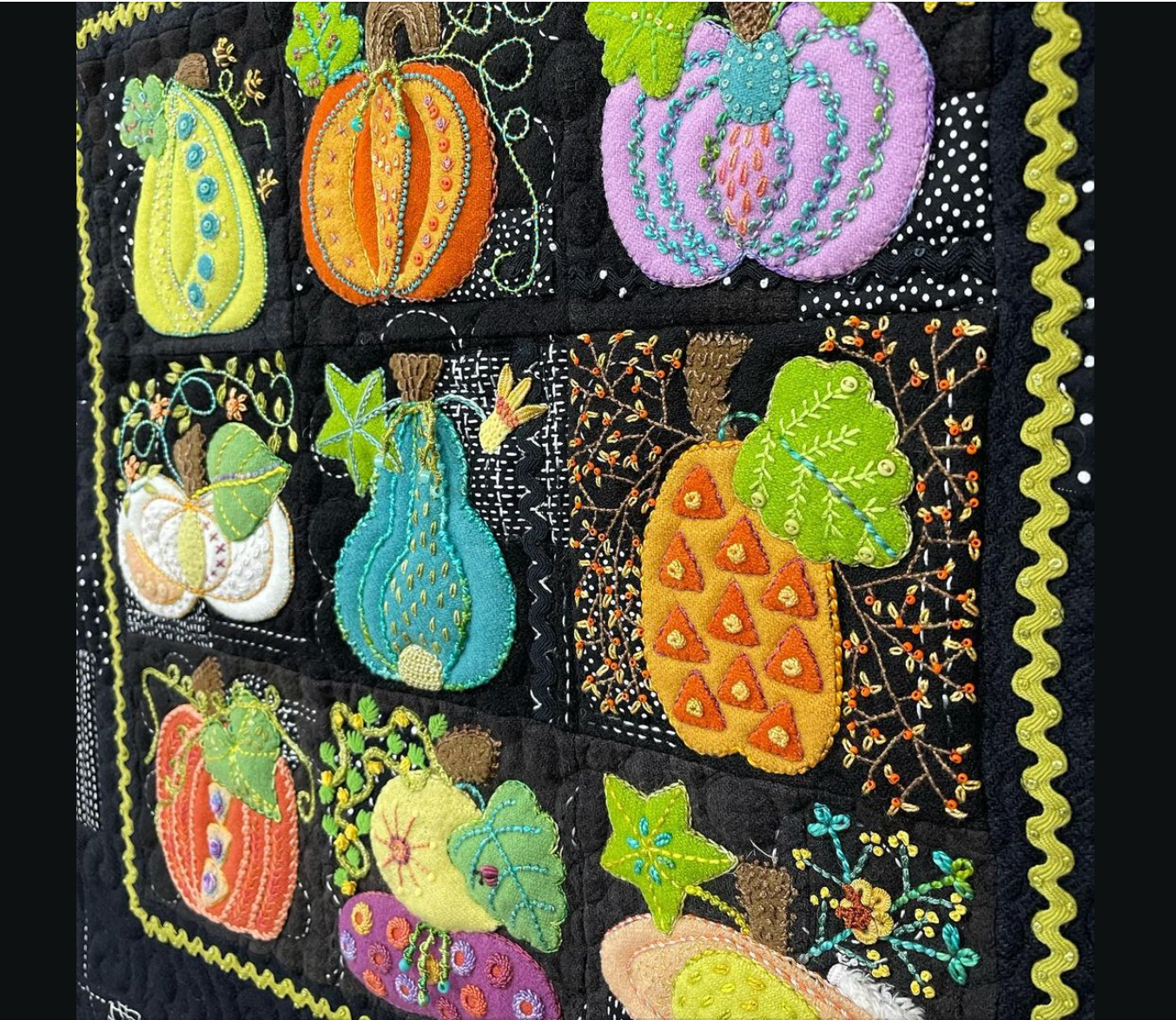 Squash Squad - Wool Block of the Month by Sue Spargo - ** REGISTER NOW: ONE SPOT HAS OPENED UP!**