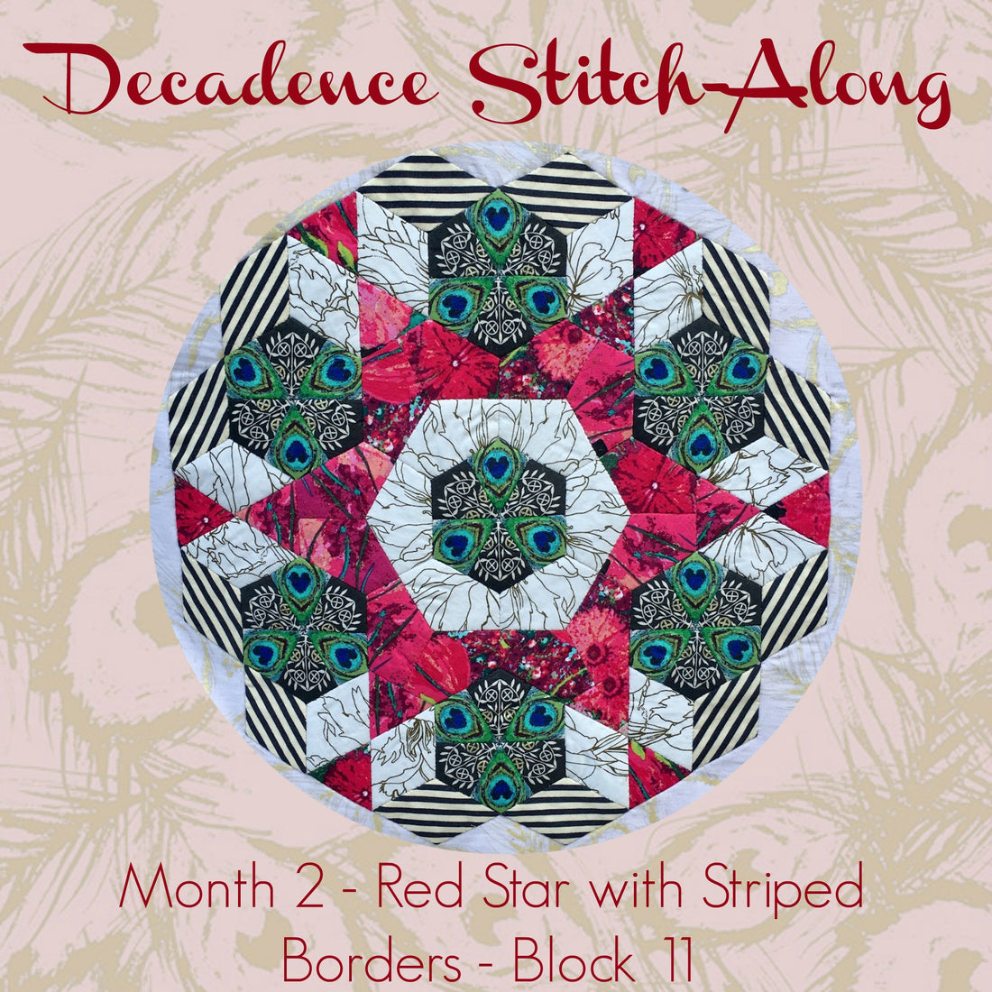 Decadence Stitch-Along - Month 2 - Red Star With Striped Borders - Block 11