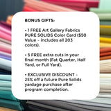 Art Gallery Fabrics PURE SOLIDS - Fabric Bundle of the Month Program **Start Anytime**