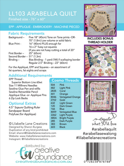 Arabella Quilt Complete EPP and Acrylic Template Kit by Sharon Burgess for Lilabelle Lane