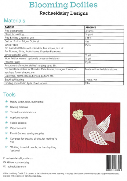 NEW: Blooming Doilies quilt pattern by Rachaeldaisy Designs **More Arriving Early/Mid January; Reserve Yours Now!**