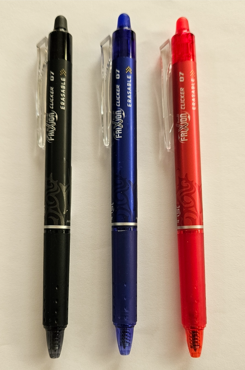 Frixion Clicker Erasable Gel Pen by Pilot - Fine Point 0.7 mm