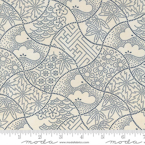 Indigo Blooming Collection by Debbie Maddy for Moda Fabrics - 48094 18 Fuji Blenders Dots in Sand Midnight