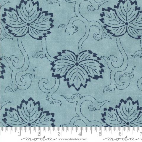 Indigo Blooming Collection by Debbie Maddy for Moda Fabrics - 48091 12 Hasu Florals Leaf in Water *Arriving late March*