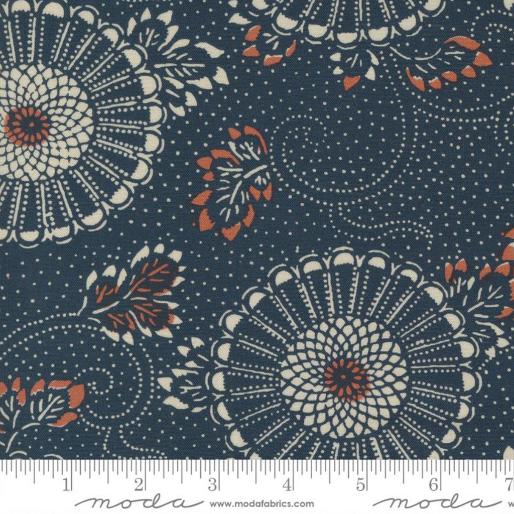 Indigo Blooming Collection by Debbie Maddy for Moda Fabrics - 48090 16 Kiku Florals in Midnight