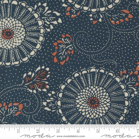 Indigo Blooming Collection by Debbie Maddy for Moda Fabrics - 48090 16 Kiku Florals in Midnight
