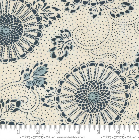 Indigo Blooming Collection by Debbie Maddy for Moda Fabrics - 48090 18 Kiku Florals in Sand Midnight