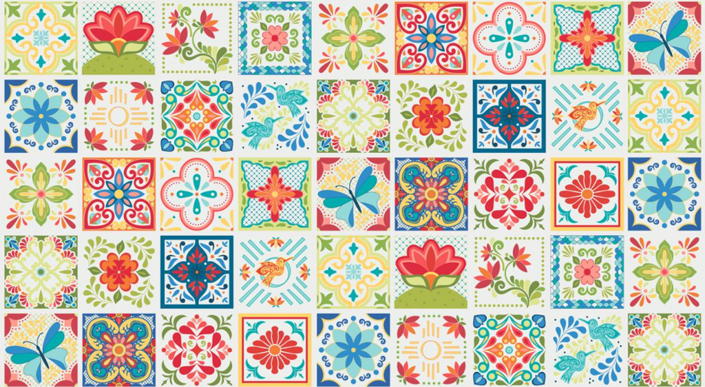 Land of Enchantment by Sarah Thomas of Sariditty for Moda Fabrics - 45036 11 Tiles Panel in Marshmallow White