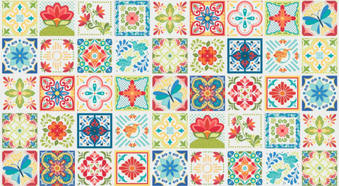Land of Enchantment by Sarah Thomas of Sariditty for Moda Fabrics - 45036 11 Tiles Panel in Marshmallow White