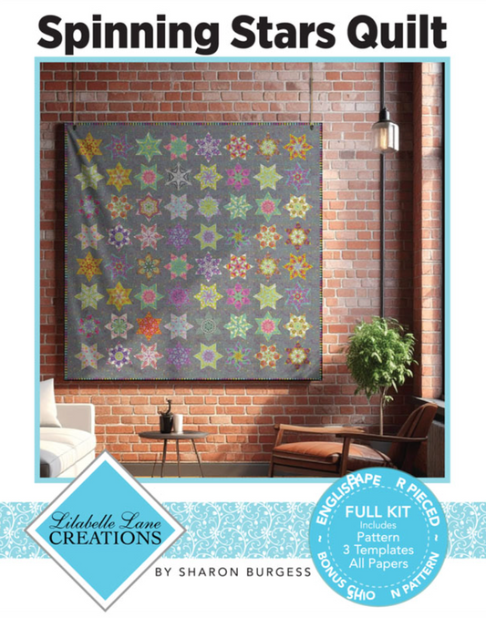 Spinning Stars Quilt Complete EPP and Acrylic Template Pack by Lilabelle Lane **Just sold out!  More coming in late March; Reserve yours now**
