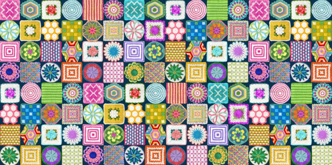 Vintage Soul Collection by Cathe Holden for Moda Fabrics - 7432 21 Potholders Crochet Sampler in Horizon