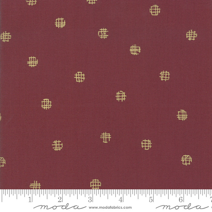 Just Red designed by Zen Chic for Moda Fabrics - Cross My Dots Merlot Metallic 1704 17M