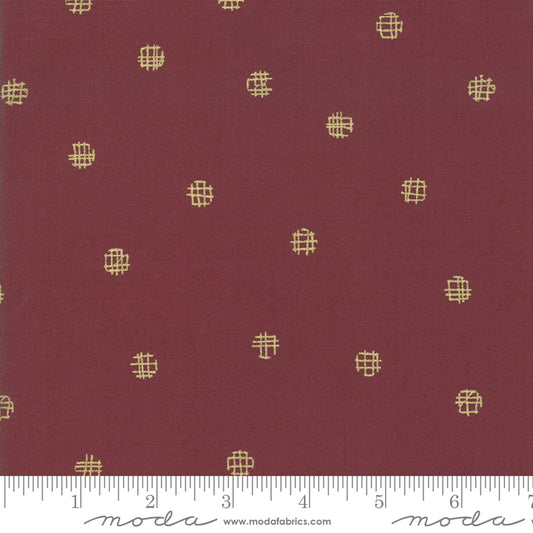 Just Red designed by Zen Chic for Moda Fabrics - Cross My Dots Merlot Metallic 1704 17M