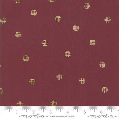 Just Red designed by Zen Chic for Moda Fabrics - Cross My Dots Merlot Metallic 1704 17M