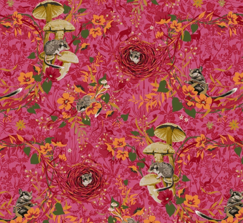 Land Art 2 by Odile Bailloeul for Free Spirit Fabrics - Masked Bandits in Rose PWOB061.Rose