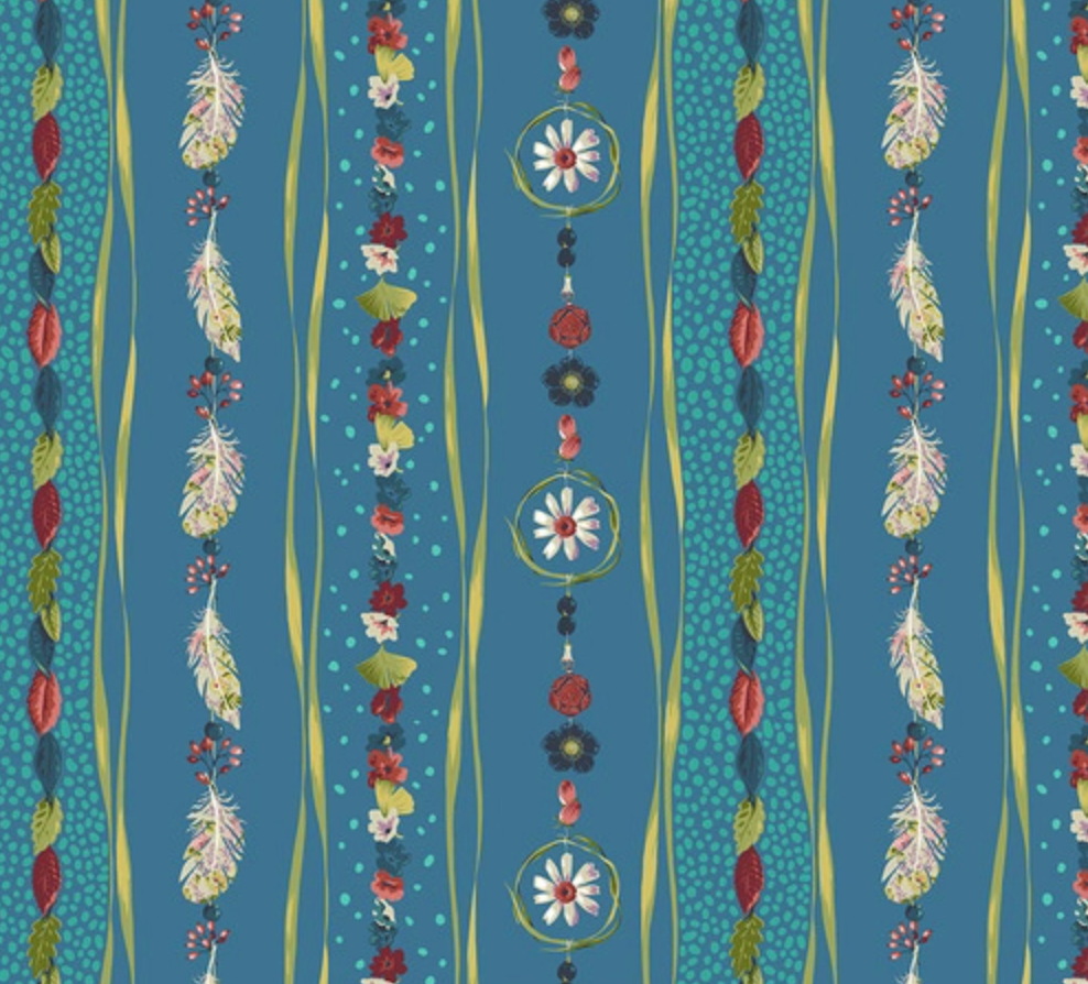 Land Art 2 by Odile Bailloeul for Free Spirit Fabrics - Offerings in Blue PWOB067.Blue