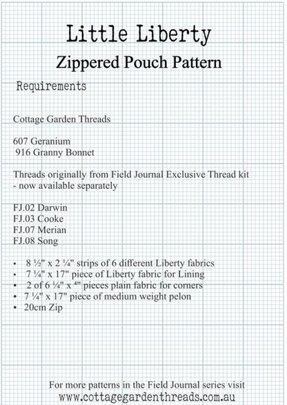 Little Liberty Zippered Pouch Kit by Cottage Garden Threads