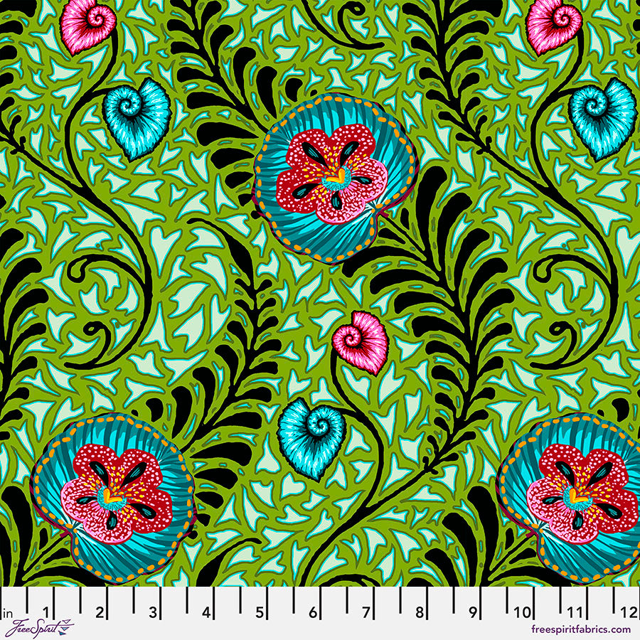 Tropicalism by Odile Bailloeul for Free Spirit Fabrics - Orchidees PWOB082.Green