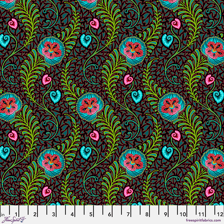 Tropicalism by Odile Bailloeul for Free Spirit Fabrics - Small Orchidees PWOB083.Dark