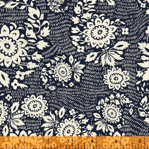 Sashiko Collection by Whistler Studios for Windham Fabrics - 51810-2 Floral Stitch on Indigo