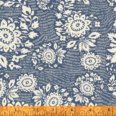Sashiko Collection by Whistler Studios for Windham Fabrics - 51810-3 Floral Stitch on Denim