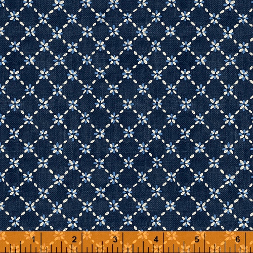 Sashiko Collection by Whistler Studios for Windham Fabrics - 51815-2  Diamond Flower on Indigo