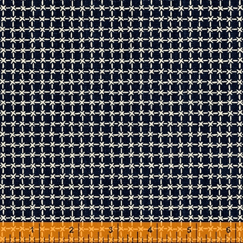 Sashiko Collection by Whistler Studios for Windham Fabrics - 51816-2 Grid on Indigo