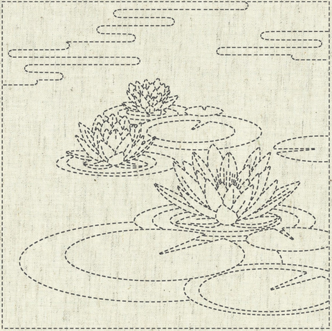 Sashiko Cloth by QH Textiles - KF2020-17 Water Lily