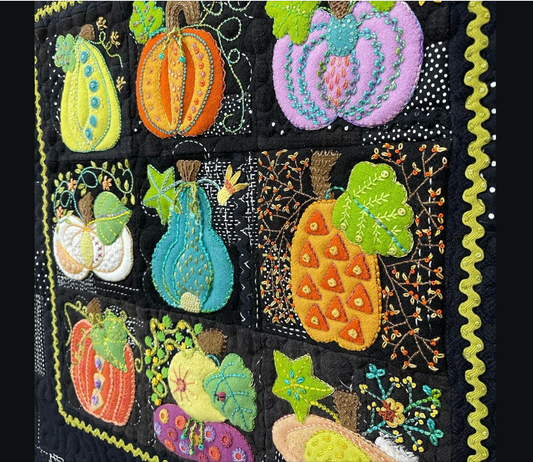 Squash Squad - Wool Block of the Month by Sue Spargo - ** REGISTER NOW: ONE SPOT HAS OPENED UP!**