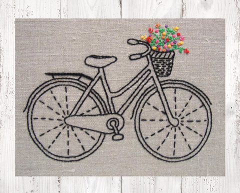 Vintage Bicycle Embroidery Kit by Sarah Milligan of iHeartStitchArt