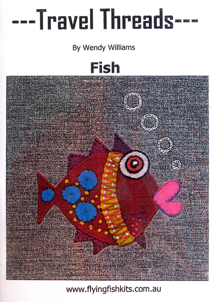Travel Threads - Fish applique and embroidery block pattern by Wendy Williams