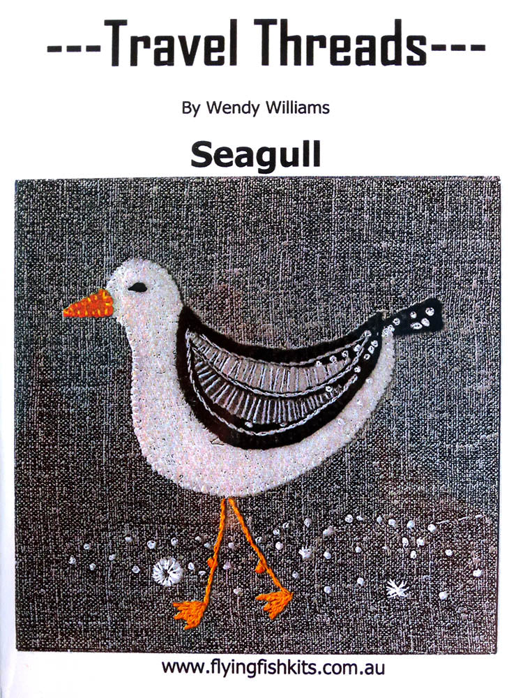 Travel Threads - Seagull applique and embroidery block pattern by Wendy Williams