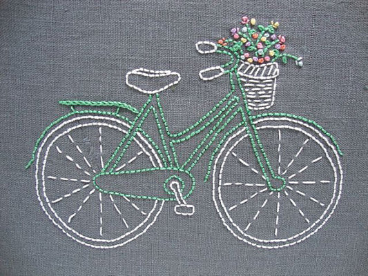 Vintage Bicycle Embroidery Kit by Sarah Milligan of iHeartStitchArt