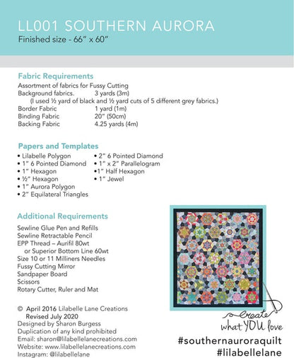 Southern Aurora Quilt Pattern and Paper Piece Kit by Lilabelle Lane Creations